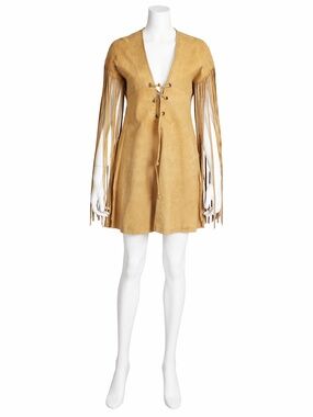 Bonnie Cashin for Sills Dress Chamois Leather Long Fringe Tunic Vintage 70s Rare